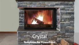  Presentation with stone - Beautiful presentation theme featuring stone fireplace with lit firewood backdrop and a  colored foreground