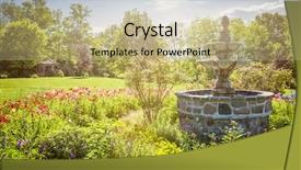  Presentation with green morning - Slide deck with stone fountain and gazebo background and a mint green colored foreground