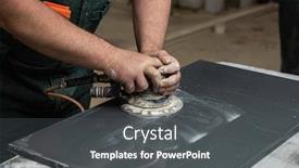  Presentation with furniture - Beautiful slide deck featuring stone-furniture-production-worker-polishes backdrop and a dark gray colored foreground