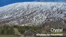  Presentation with refuge - Amazing PPT theme having refugge - stone galvarina refuge and etna backdrop and a dark gray colored foreground