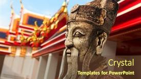  Presentation with bangkok - Colorful PPT theme enhanced with stone guard statue at wat pho - bangkok thailand backdrop and a tawny brown colored foreground