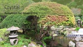  Presentation with traditional japan - Presentation theme enhanced with stone-lantern-and-pond background and a seafoam green colored foreground