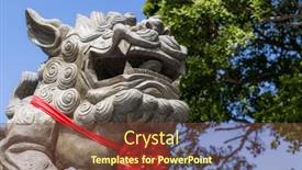  Presentation with chinese temple - Slide set consisting of stone-lion-sculpture-adorning-chinese background and a tawny brown colored foreground