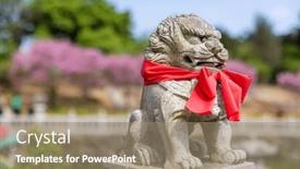  Presentation with ripple - PPT layouts consisting of stone-lion-with-ripple background and a coral colored foreground