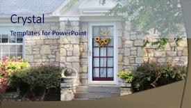  Presentation with stone masonry - Colorful PPT layouts enhanced with stone masonry - little house with a nice backdrop and a lemonade colored foreground