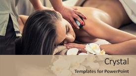  Presentation with therapeutic - Slide deck consisting of stone massage at luxury spa background and a coral colored foreground