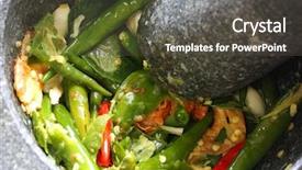  Presentation with thai food kitchen - Cool new PPT theme with stone mortar and pestle thai backdrop and a dark gray colored foreground