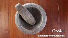  Presentation with mortar - Presentation theme consisting of stone mortar and pestle background and a tawny brown colored foreground