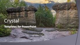  Presentation with czech republic - PPT theme featuring stone-mushrooms-in-a-nature background and a tawny brown colored foreground