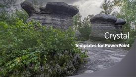  Presentation with eastern - Presentation design enhanced with stone-mushrooms-in-a-nature background and a tawny brown colored foreground