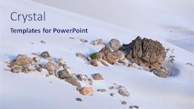  Presentation with oasis - PPT theme enhanced with stone-oasis-in-coral-sand background and a sky blue colored foreground