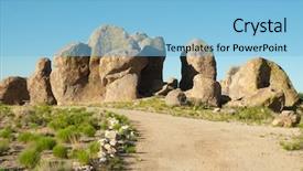  Presentation with rocks - Presentation theme having stone park - city of rocks formations background and a light blue colored foreground