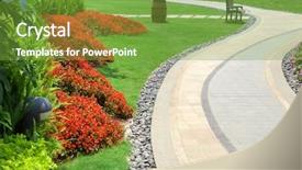  Presentation with way - Audience pleasing presentation theme consisting of stone path - beautiful summer garden backdrop and a seafoam green colored foreground