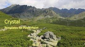  Presentation with green mountains - PPT theme having stone path among green coniferous background and a tawny brown colored foreground