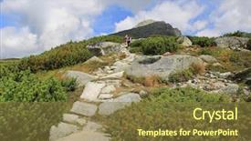  Presentation with climbing to top of mountain - Audience pleasing theme consisting of stone path to the top backdrop and a tawny brown colored foreground