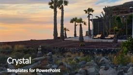  Presentation with pavement - PPT theme with stone pavement with palms along background and a dark gray colored foreground