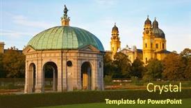  Presentation with stone - Cool new slide set with stone-pavilion-munich-germany backdrop and a tawny brown colored foreground