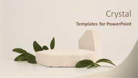  Presentation with minimal - Presentation theme having stone-platform-podium-with-leaf background and a lemonade colored foreground