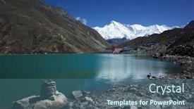  Presentation with hiking mountain - PPT theme featuring stone-pyramid-next-to-sacred background and a ocean colored foreground