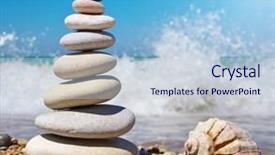 Presentation with stone balance - PPT theme with zen balance - stone pyramid on a seashore background and a lemonade colored foreground