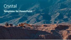  Presentation with stone quarry - PPT theme with stone-quarry-with-heavy-equipment background and a ocean colored foreground