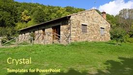  Presentation with refuge - Slide set having stone-refuge-donnavita-and-green background and a tawny brown colored foreground