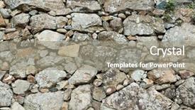  Presentation with rock wall - Presentation theme with stone rock wall texture background and a gray colored foreground