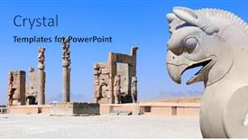  Presentation with ancient iran - Slide set featuring stone-sculpture-of-griffin background and a light blue colored foreground