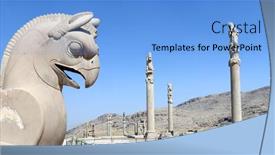  Presentation with world heritage - Slide deck having stone-sculpture-of-griffin background and a light blue colored foreground