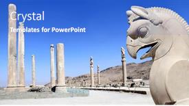  Presentation with world heritage - Presentation theme enhanced with stone-sculpture-of-griffin background and a cobalt blue colored foreground