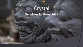  Presentation with bali temple - PPT theme featuring stone sculpture on entrance door of the temple in bali indonesia background and a dark gray colored foreground