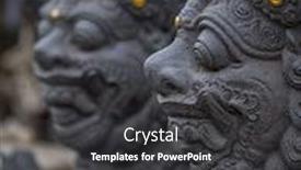  Presentation with bali temple - PPT theme enhanced with stone sculpture on entrance door of the temple in bali indonesia background and a dark gray colored foreground