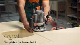  Presentation with furniture - Beautiful slide set featuring stone-sink-furniture-production-carpenter backdrop and a soft green colored foreground