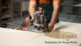  Presentation with carpenter - Presentation theme having stone-sink-furniture-production-carpenter background and a lemonade colored foreground