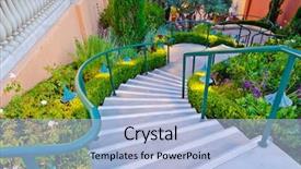  Presentation with lamps - Slide deck with stone staircase with lamps at night background and a light blue colored foreground