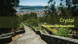  Presentation with stairs - Presentation theme enhanced with stone-stairs-to-the-mountain background and a tawny brown colored foreground