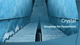  Presentation with blue sky at cook islands - Presentation consisting of stone stairwell going down done background and a ocean colored foreground