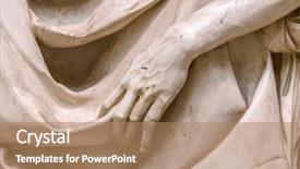  Presentation with ancient greek - PPT layouts consisting of stone statue detail of human background and a coral colored foreground