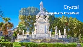  Presentation with villa - Beautiful PPT theme featuring stone statue in villa bonanno public park on palazzo reale palermo sicily italy backdrop and a teal colored foreground