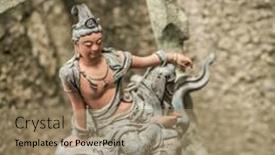  Presentation with cloud - Slide set featuring stone-statue-of-bodhisattva-sit background and a coral colored foreground