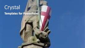  Presentation with shield - Audience pleasing presentation theme consisting of stone statue of st george slaying a dragon with england flag on shield backdrop and a ocean colored foreground