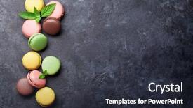  Presentation with sweet - Colorful PPT theme enhanced with colorful macaroons on stone table backdrop and a tawny brown colored foreground