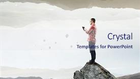  Presentation with tablet - Colorful presentation enhanced with stone tablets - hipster guy use tablet pc backdrop and a  colored foreground