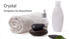  Presentation with isolated fall oak leaf - Audience pleasing PPT theme consisting of stone-towel-and-leaf backdrop and a white colored foreground