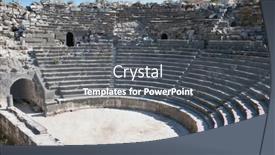  Presentation with amphitheater - Theme with stone-umm-qais-amphitheater-jordan background and a dark gray colored foreground