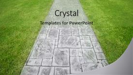  Presentation with stone - Slides having stone walkway on a grassy background and a yellow colored foreground