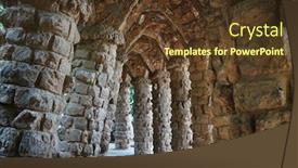 Presentation with stone - PPT layouts having stone-walkway-park-guell background and a tawny brown colored foreground