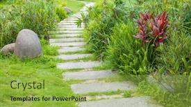  Presentation with way - Presentation design having stone-walkway-winding-its-way background and a yellow colored foreground