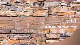  Presentation with stacked stone wall - Audience pleasing PPT theme consisting of stone-wall-composed-of-stones backdrop and a coral colored foreground