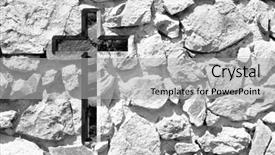  Presentation with stone cross - Presentation design having stone wall ideal for religious background and a light gray colored foreground